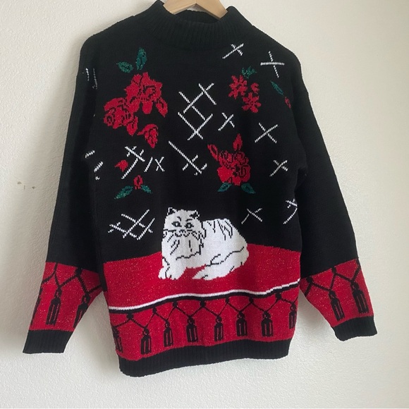 Vintage Spunky cat knit sweater, black - Picture 2 of 6